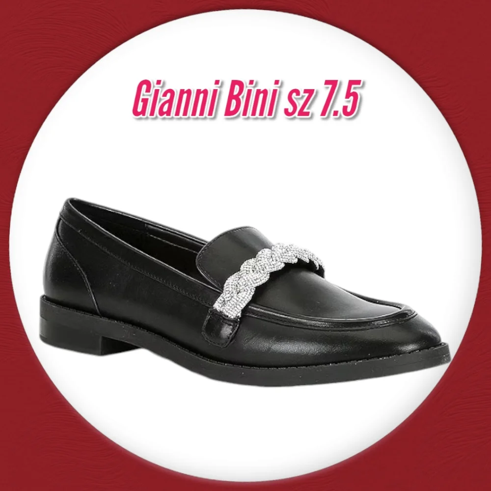 Gianni Bini Bristow Black Leather Rhinestone Braided Loafers Sz 7.5